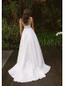 Scoop Neck Ivory Satin Simple Wedding Dress